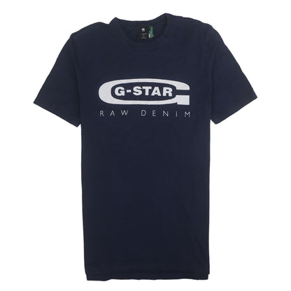 G-Star Raw Men's Blue Graphic Logo Cotton Crew Neck T-Shirt M