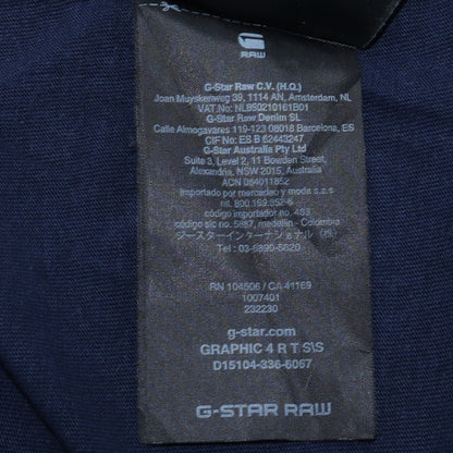 G-Star Raw Men's Blue Graphic Logo Cotton Crew Neck T-Shirt M