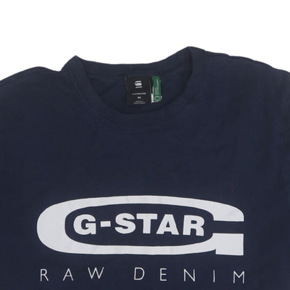 G-Star Raw Men's Blue Graphic Logo Cotton Crew Neck T-Shirt M