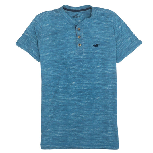 Hollister Men Blue Henley Short Sleeve T-Shirt Size Small Cotton Blend