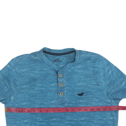 Hollister Men Blue Henley Short Sleeve T-Shirt Size Small Cotton Blend