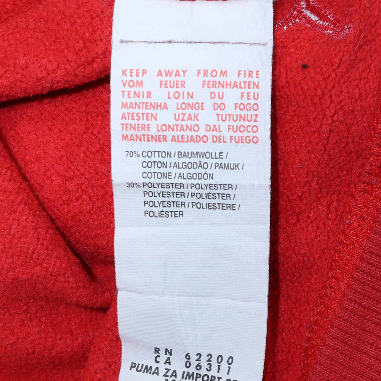 Mens UK Size 2XL Puma Red Pullover Hoodie
