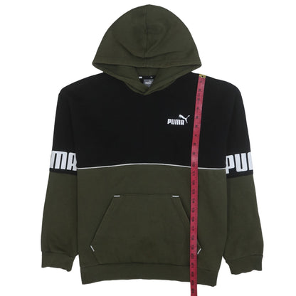 Puma Boys Green & Black Pullover Hoodie 13-14 Years Logo Graphic Sweatshirt