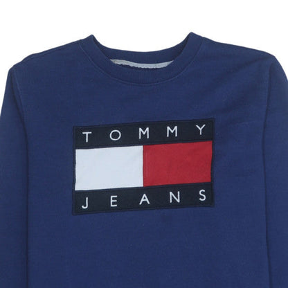 Mens UK Size XL Tommy Jeans Blue Pullover Sweatshirt