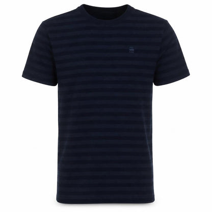 Front view of G-Star RAW Men's Blue Striped Slim Fit Cotton T-Shirt M
