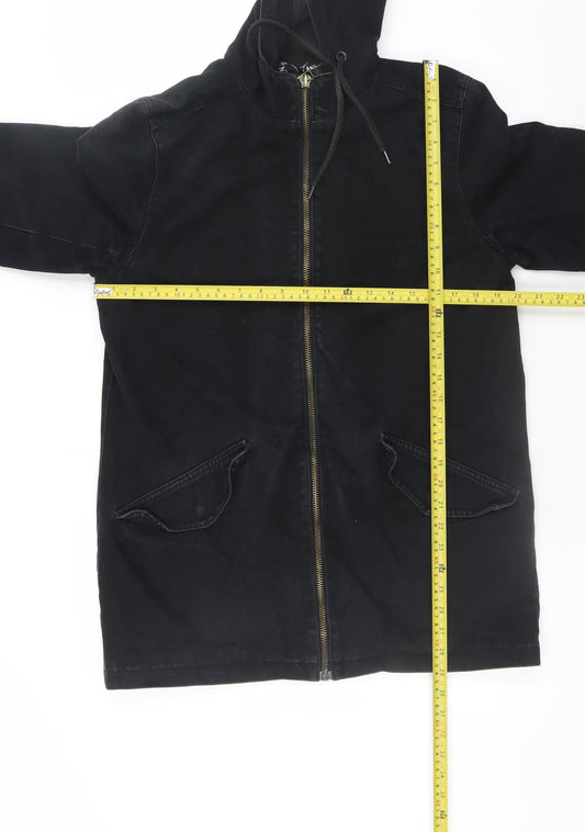 Antioch Men's Black Cotton Hooded Parka Jacket Size S