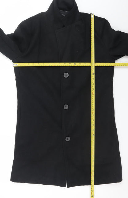 Fashion Men's Black XL Mid-Length Polyester Overcoat