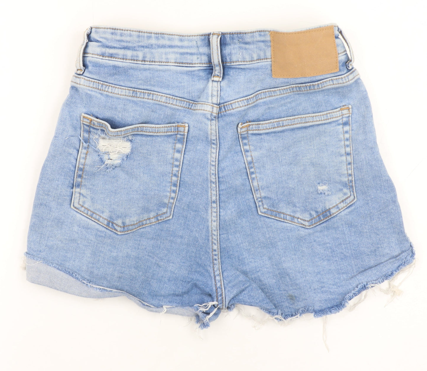 H&M Womens Blue Denim Cut-Off Shorts Size 6 High Rise