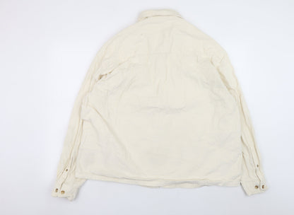 ASOS DESIGN Men's Ivory Corduroy Button-Up Shirt Size M