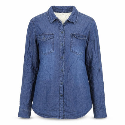 Ci Sono Women's Blue Denim Button-Up Long Sleeve Shirt M