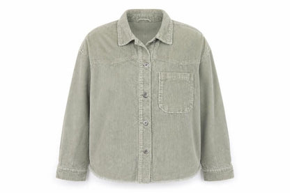 Zara Women Green Corduroy Basic Jacket XS Cotton Buttoned