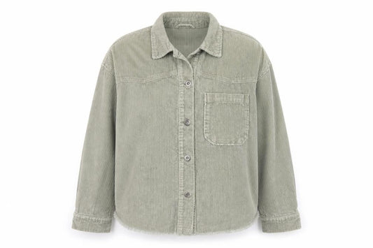 Zara Women Green Corduroy Basic Jacket XS Cotton Buttoned
