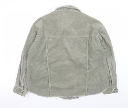 Zara Women Green Corduroy Basic Jacket XS Cotton Buttoned