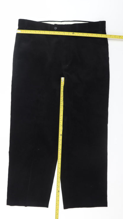 EWM Men's Black Corduroy Trousers Size 38W 31L Regular Fit