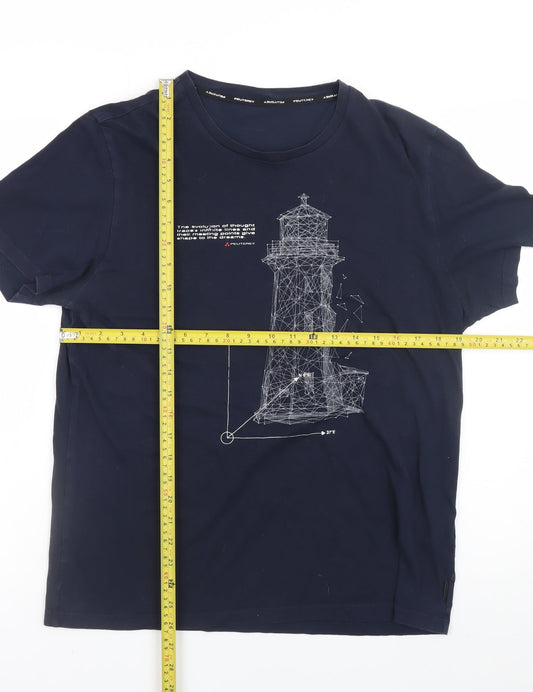 Peuterey Men's Blue Nautical Graphic Cotton T-Shirt Size L