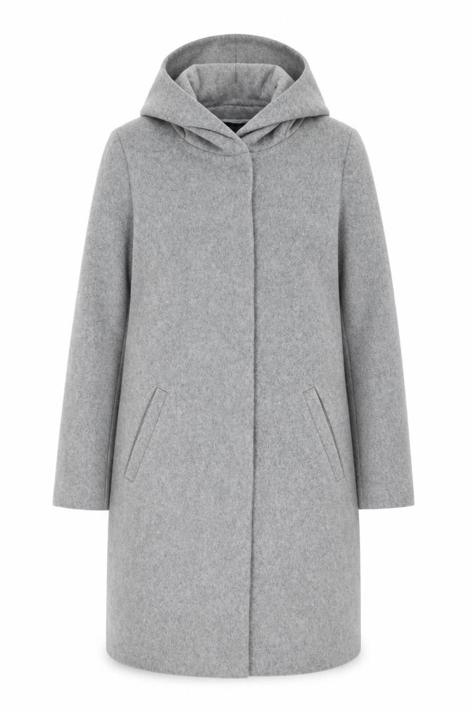 Hallhuber Women's Grey Wool Blend Hooded Long Coat Size 6
