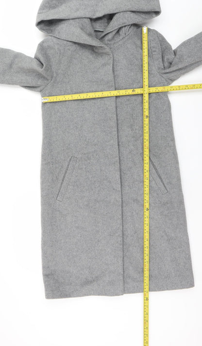 Hallhuber Women's Grey Wool Blend Hooded Long Coat Size 6