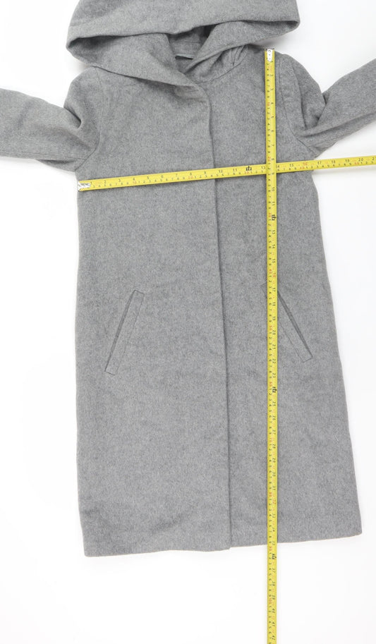 Hallhuber Women's Grey Wool Blend Hooded Long Coat Size 6