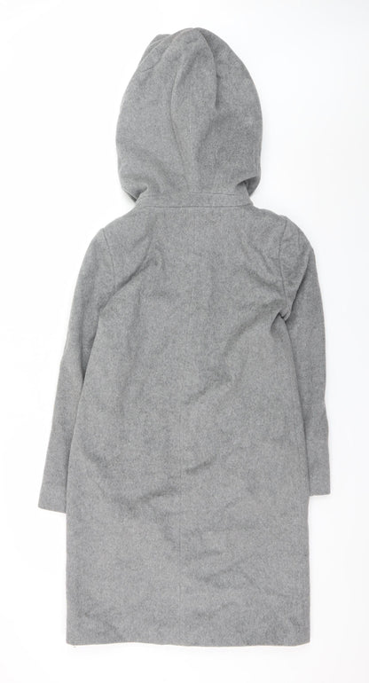 Hallhuber Women's Grey Wool Blend Hooded Long Coat Size 6