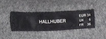 Hallhuber Women's Grey Wool Blend Hooded Long Coat Size 6