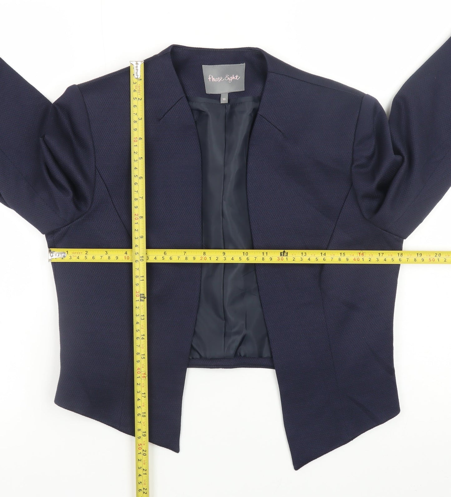 Phase Eight Women's Blue Size 10 Collarless Lined Blazer Jacket