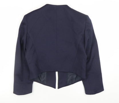 Phase Eight Women's Blue Size 10 Collarless Lined Blazer Jacket
