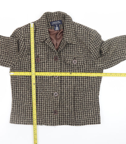 Jones New York Women's Brown Petite Check Tweed Blazer Size 8