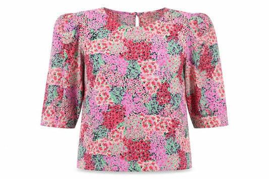 River Island Women’s Multicoloured Floral Puff Sleeve Tunic Blouse Size 10
