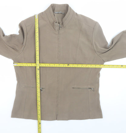 Style Collection Women Brown Size 14 Faux Suede Zip Jacket
