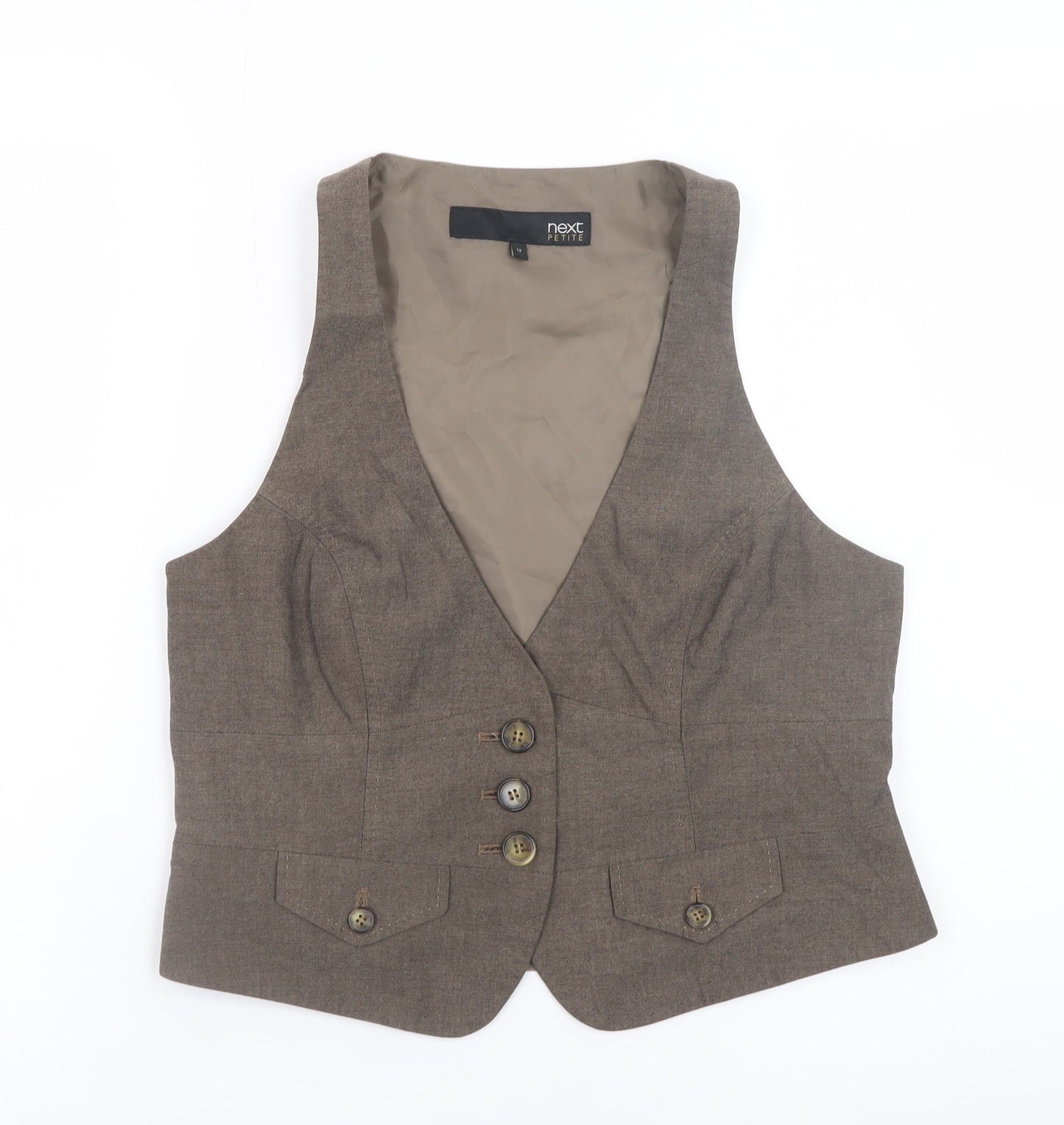 Next Petite Brown Tailored Suit Waistcoat Size 12 Women’s
