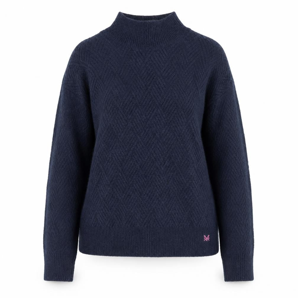 Crew Clothing Blue Size 8 Mock Neck Wool Blend Jumper
