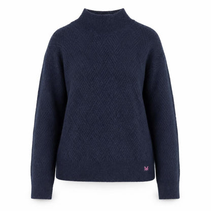 Crew Clothing Blue Size 8 Mock Neck Wool Blend Jumper