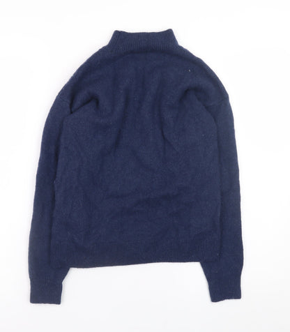 Crew Clothing Women Blue Size 8 Mock Neck Wool Blend Jumper