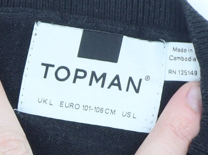 Topman Men’s Black Cotton Crew Neck Pullover Jumper Size L