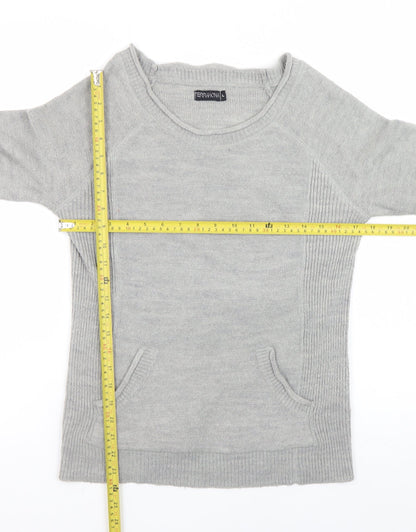 Terranova Women Grey Knit Pullover Jumper L Long Sleeve Crew Neck