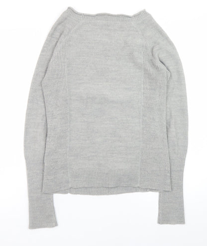 Terranova Women Grey Knit Pullover Jumper L Long Sleeve Crew Neck