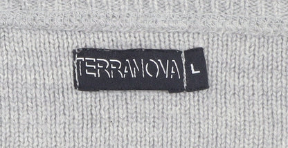 Terranova Women Grey Knit Pullover Jumper L Long Sleeve Crew Neck