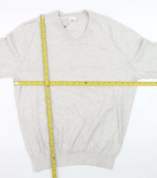 GAP Men’s Grey V-Neck Cotton Blend Pullover Jumper Size M