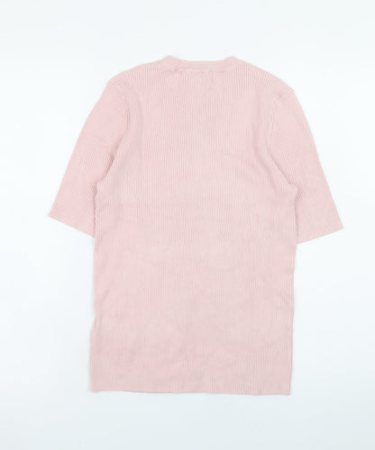 Marks and Spencer Women’s Pink Ribbed Knit Short Sleeve Top M