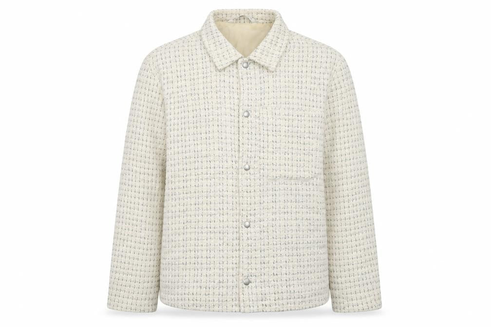 Zara Women Ivory Tweed Mid-Length Jacket Size 14 Classic Style