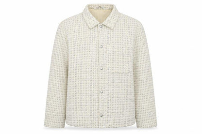 Zara Women Ivory Tweed Mid-Length Jacket Size 14 Classic Style