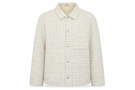 Zara Women Ivory Tweed Mid-Length Jacket Size 14 Classic Style