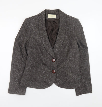 Minuet Women Brown Tweed Blazer Size 12 Lined Buttoned Jacket