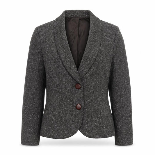Minuet Women Brown Tweed Blazer Size 12 Lined Buttoned Jacket
