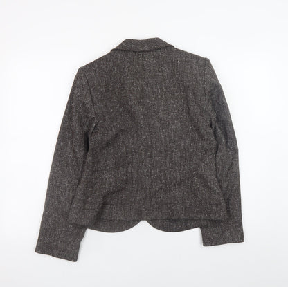 Minuet Women Brown Tweed Blazer Size 12 Lined Buttoned Jacket