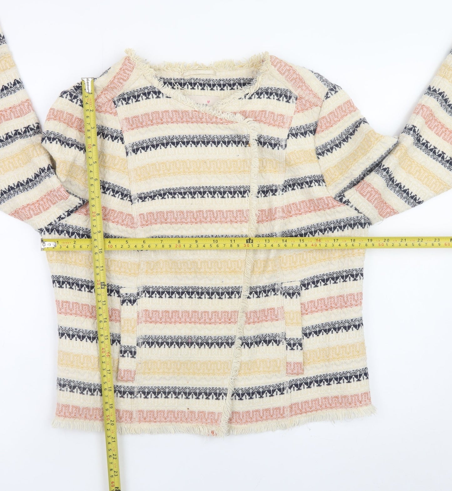 Marks and Spencer Women’s Multicoloured Striped Cotton Blend Jacket Size 14