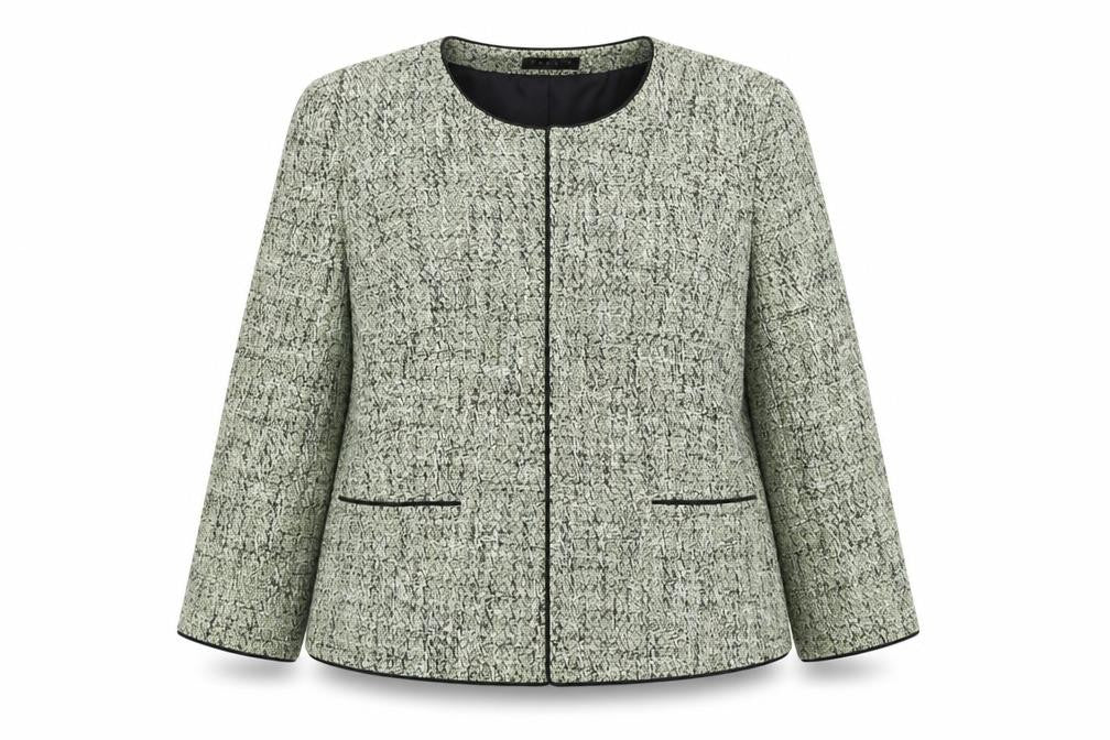 Precis Petite Women’s Green Tweed Classic Blazer Size 16