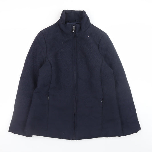 Monsoon Women’s Blue Wool Blend Full Zip Jacket Size 12