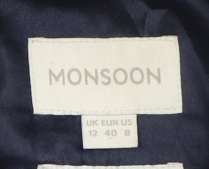 Monsoon Women’s Blue Wool Blend Full Zip Jacket Size 12