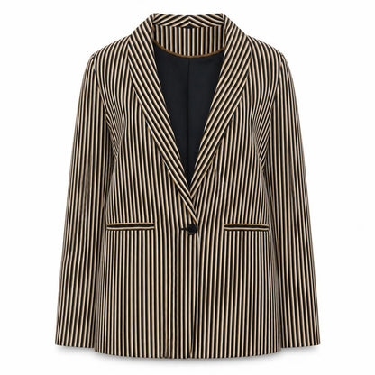 Primark Women Black Stripe Blazer Size 6 Polyester Blend Lined Jacket